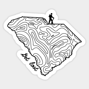 Get Lost Hiking Topographic Art Hike South Carolina State Map Sticker